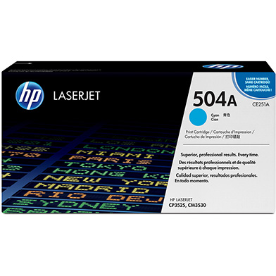 HP CE251A 504A Cyan Print Cartridge with ColorSphere Toner (7,000 Pages)
