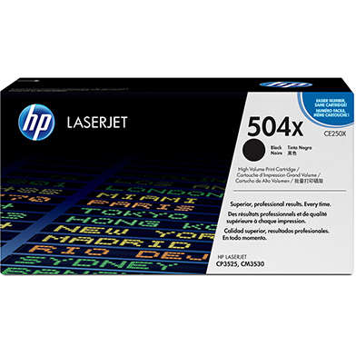 HP CE250X 504X Black Print Cartridge with ColorSphere Toner (10,500 Pages)