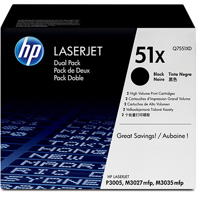 HP 51X Black Toner Cartridge Dual Pack (2 x 13,000 Pages)