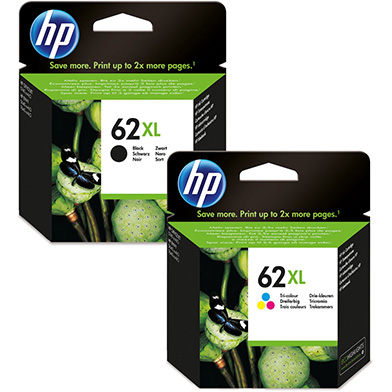 HP 62XL Ink Cartridge Value Pack CMY (415 Pages) K (600 Pages)