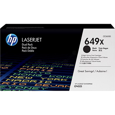 HP CE260XD 649X Black Toner Cartridge Dual Pack (34,000 Pages)