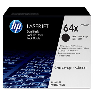 HP CC364XD 64X Black Toner Dual Pack (2 x 24,000 Pages)