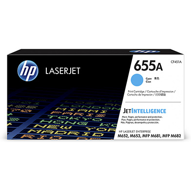 HP CF451A 655A Cyan Toner Cartridge (10,500 Pages)