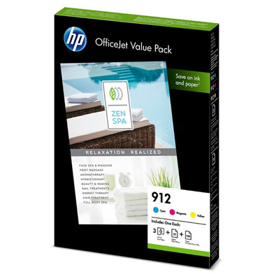 HP 6JR41AE 912 Ink and Paper Value Pack CMY (315 Pages)