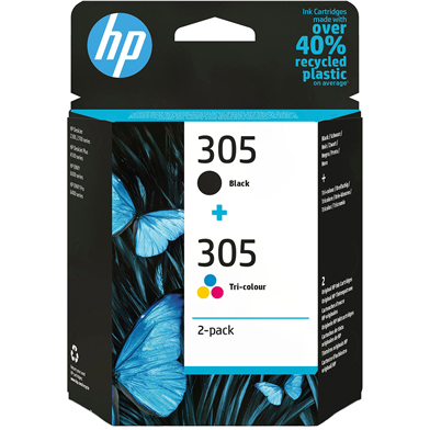 HP 305 2-Pack Black/Tri-Colour Ink Cartridges CMY (100 Pages) K (120 Pages)