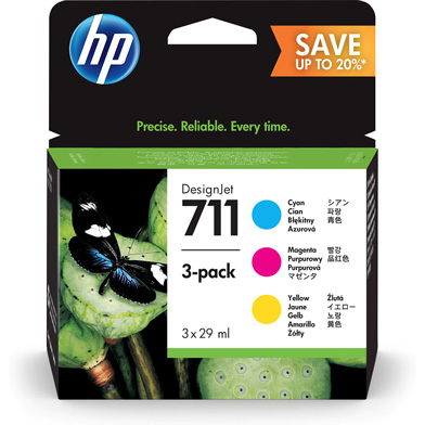 HP 711 CMY Ink Cartridge 3-Pack (29ml) 