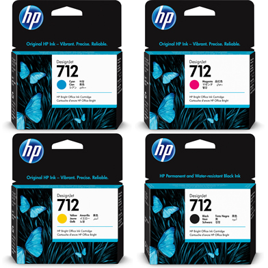 HP  712 DesignJet Ink Cartridge Value Pack CMY (29ml) K (80ml)