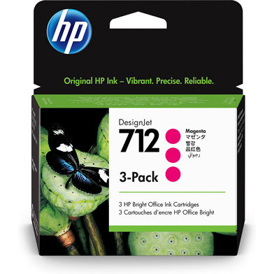 HP 3ED78A 712 3-Pack Magenta DesignJet Ink Cartridges (29ml)