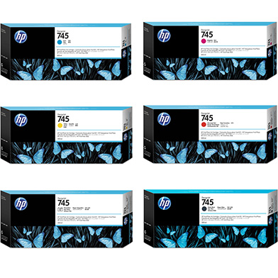 HP 745 High Capacity Ink Cartridge Value Pack (300ml x 6)