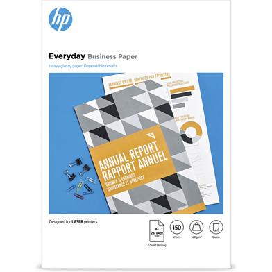HP 7MV81A Laser Everyday Business Paper - 120gsm (150 Sheets / A3 / Glossy)