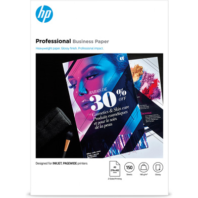 HP 7MV84A Inkjet and PageWide Professional Business Paper - 180gsm (150 Sheets / A3 / Glossy)