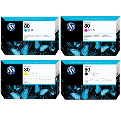 HP  No.80 CMYK Ink Cartridge Bundle Pack (4 x 350ml)
