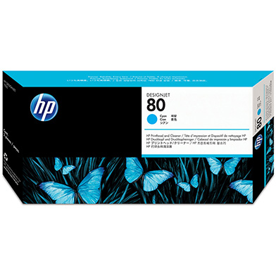 HP C4821A No.80 Cyan Printhead and Cleaner