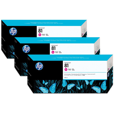 HP C5068A 81 3-Pack Magenta Dye Ink Cartridges (680ml)