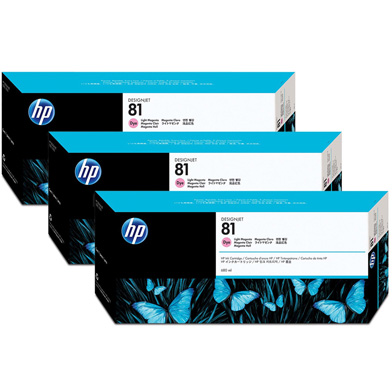 HP C5071A 81 3-Pack Light Magenta Dye Ink Cartridges (680ml)