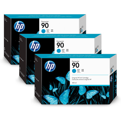 HP C5083A 90 3-Pack Cyan Ink Cartridges (3 x 400ml)