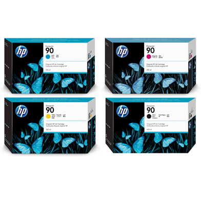 HP  90 Standard Ink Cartridge Bundle Pack CMY (225ml) K (400ml)