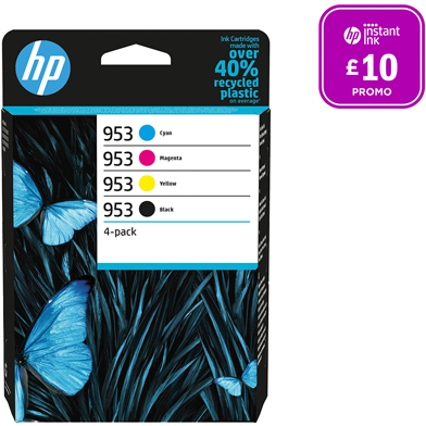 HP 6ZC69AE 953 Ink Cartridge 4-Pack CMY (630 Pages) K (900 Pages)