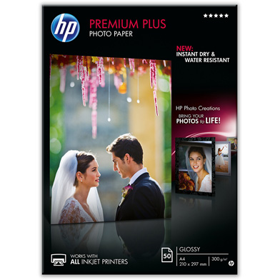 HP CR674A Premium Plus Glossy Photo Paper - 300gsm (50 Sheets / A4 / 210 x 297 mm)