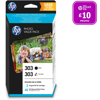 HP Z4B62EE 303 Black/Tri-Color Photo Value Pack (40 Sheets)