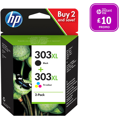 HP 3YN10AE 303XL Black & Tri-Colour Ink Cartridges CMY (415 Pages) K (600 Pages)