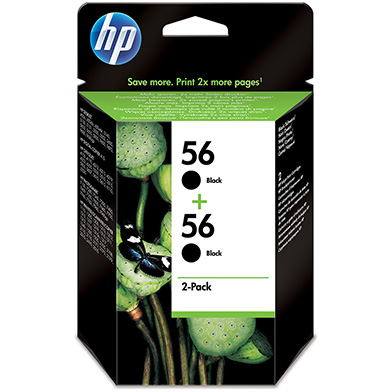 HP C9502AE No.56 2-Pack Black Print Cartridges (520 Pages)