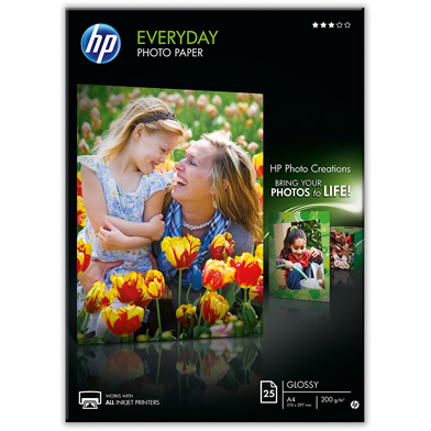 HP Q5451A Everyday Glossy Photo Paper - 200gsm (25 Sheets / A4 / 210 x 297 mm)