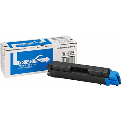 Kyocera 1T02KTCNL0 TK-580C Cyan Toner Cartridge (2,800 Pages)