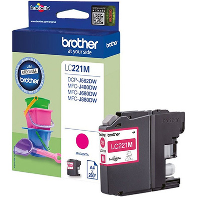 Brother LC221M Magenta Ink Cartridge (260 Pages)
