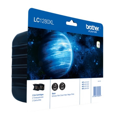 Brother LC1280XLBKBP2 Black Ink Cartridge Twin Pack (2 x 2,400 Pages)