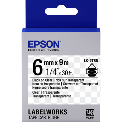Epson C53S652004 LK-2TBN Transparent Label Cartridge (Black/Transparent) (6mm x 9m)