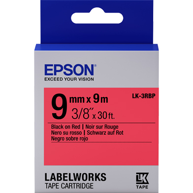 Epson C53S653001 LK-3RBP Pastel Label Cartridge (Black/Red) (9mm x 9m)