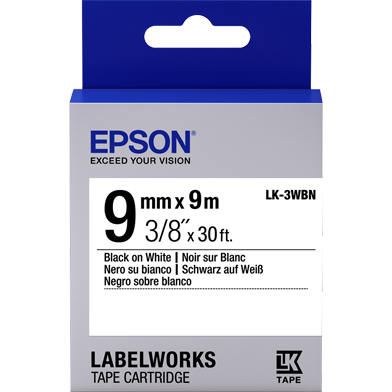 Epson C53S653003 LK-3WBN Standard Label Cartridge (Black/White) (9mm x 9m)