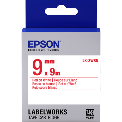 Epson C53S653008 LK-3WRN Standard Label Cartridge (Red/White) (9mm x 9m)