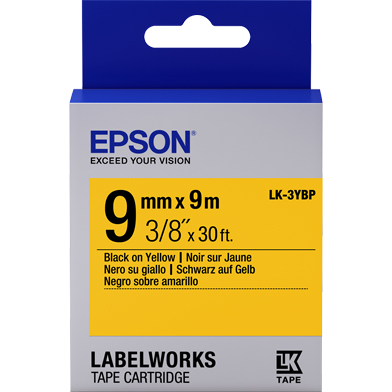 Epson C53S653002 LK-3YBP Pastel Label Cartridge (Black/Yellow) (9mm x 9m)