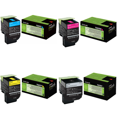 Lexmark 702X Extra Hi-Cap Toner Value Pack CMY (4k) K (8k)