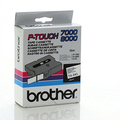 Brother TX241 TX-241 18mm Laminated Labelling Tape (BLACK ON WHITE)