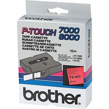 Brother TX451 24mm Gloss TX Black on Red Labelling Tape