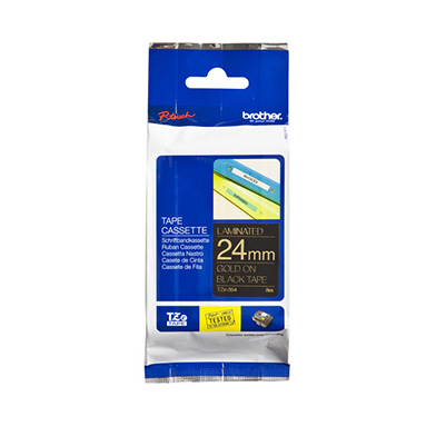 Brother TZ354 TZ-354 24mm Labelling Tape (GOLD ON BLACK)