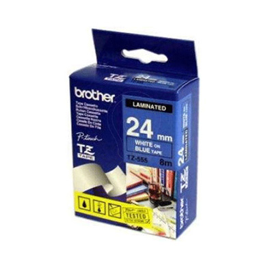 Brother TZ555 TZ-555 24mm Laminated Labelling Tape (WHITE ON BLUE)