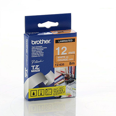 Brother TZ635 TZ-635 12mm Labelling Tape (WHITE ON ORANGE)