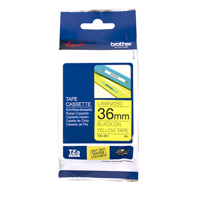 Brother TZE661 TZe-661 36mm Labelling Tape (BLACK ON YELLOW)