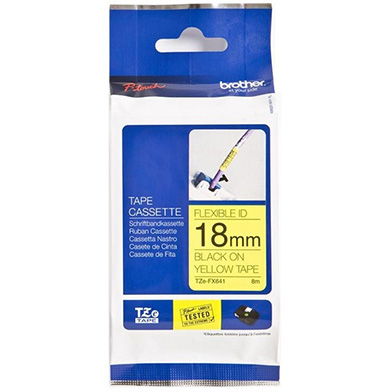 Brother TZEFX641 TZe-FX641 18mm Flexible Labelling Tape (BLACK ON YELLOW)