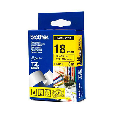 Brother TZFX641 TZ-FX641 18mm Flexible Labelling Tape (BLACK ON YELLOW)