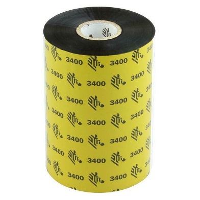 Zebra 03400BK06045 3400 Wax/Resin Ribbon (60mm x 450m)