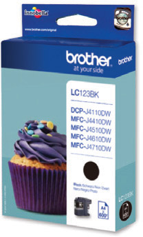 Brother LC123BK Black Ink Cartridge (600 pages)