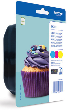 Brother LC123RBWBP LC-123 Rainbow Ink Cartridge Pack (CMY 600 pages each)