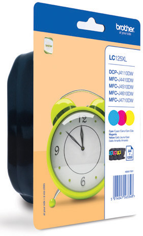 Brother LC125XLRBWBP LC-125XL Hi-Cap Rainbow Ink Cartridge Pack (CMY 1200 pages each)