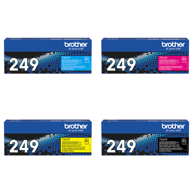 Brother TN-249 Super High Capacity Toner Cartridge Value Pack CMY (4K Pages) K (4.5K Pages)