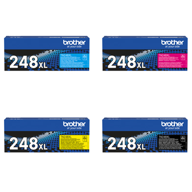 Brother TN-248XL High Capacity Toner Cartridge Value Pack CMY (2.3K Pages) K (3K Pages)